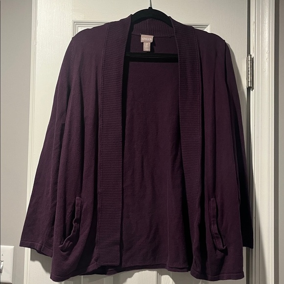 Chico's Deep Purple open front Cardigan Sweater - Picture 6 of 7